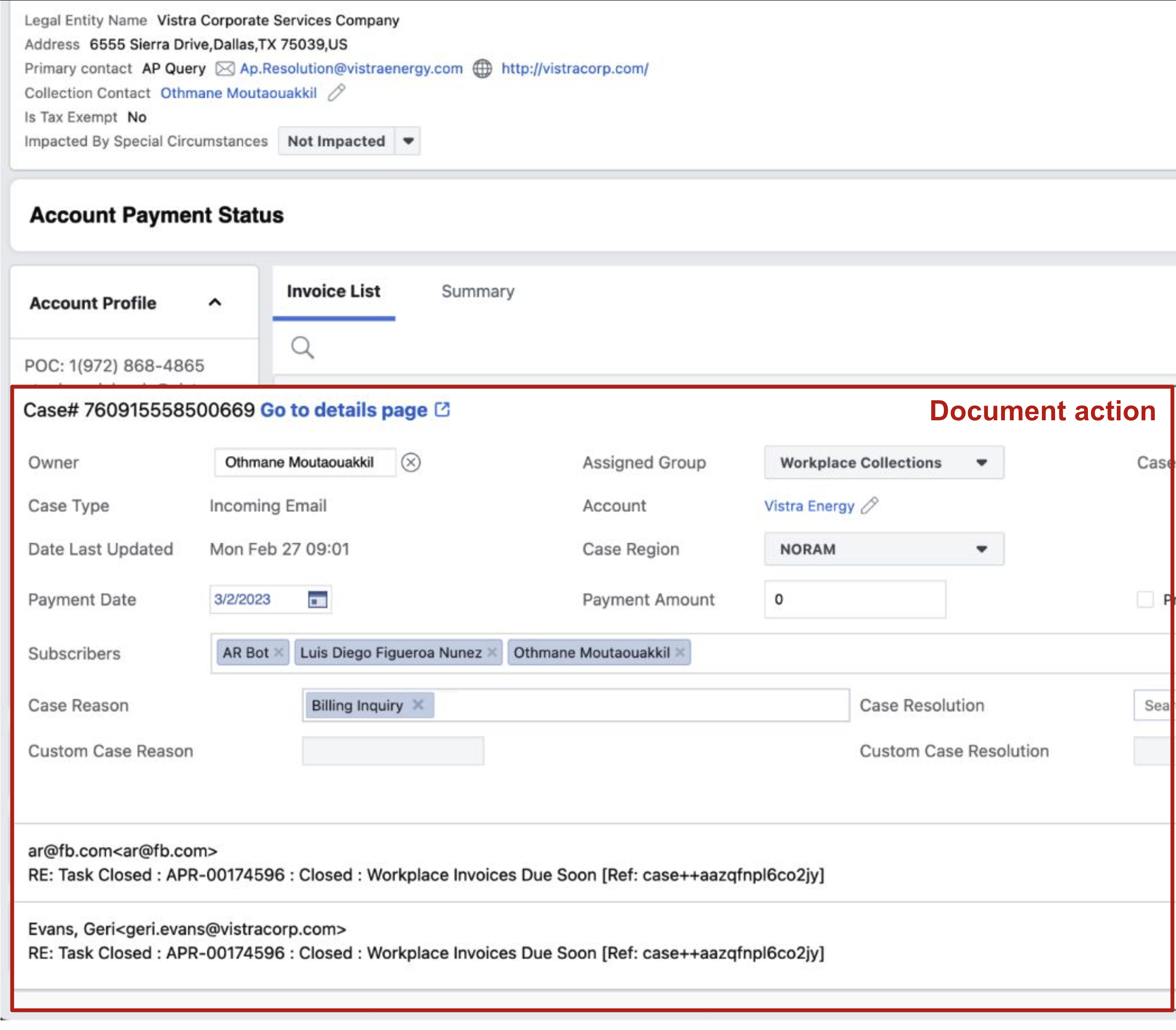 Cases tool shown as a popover