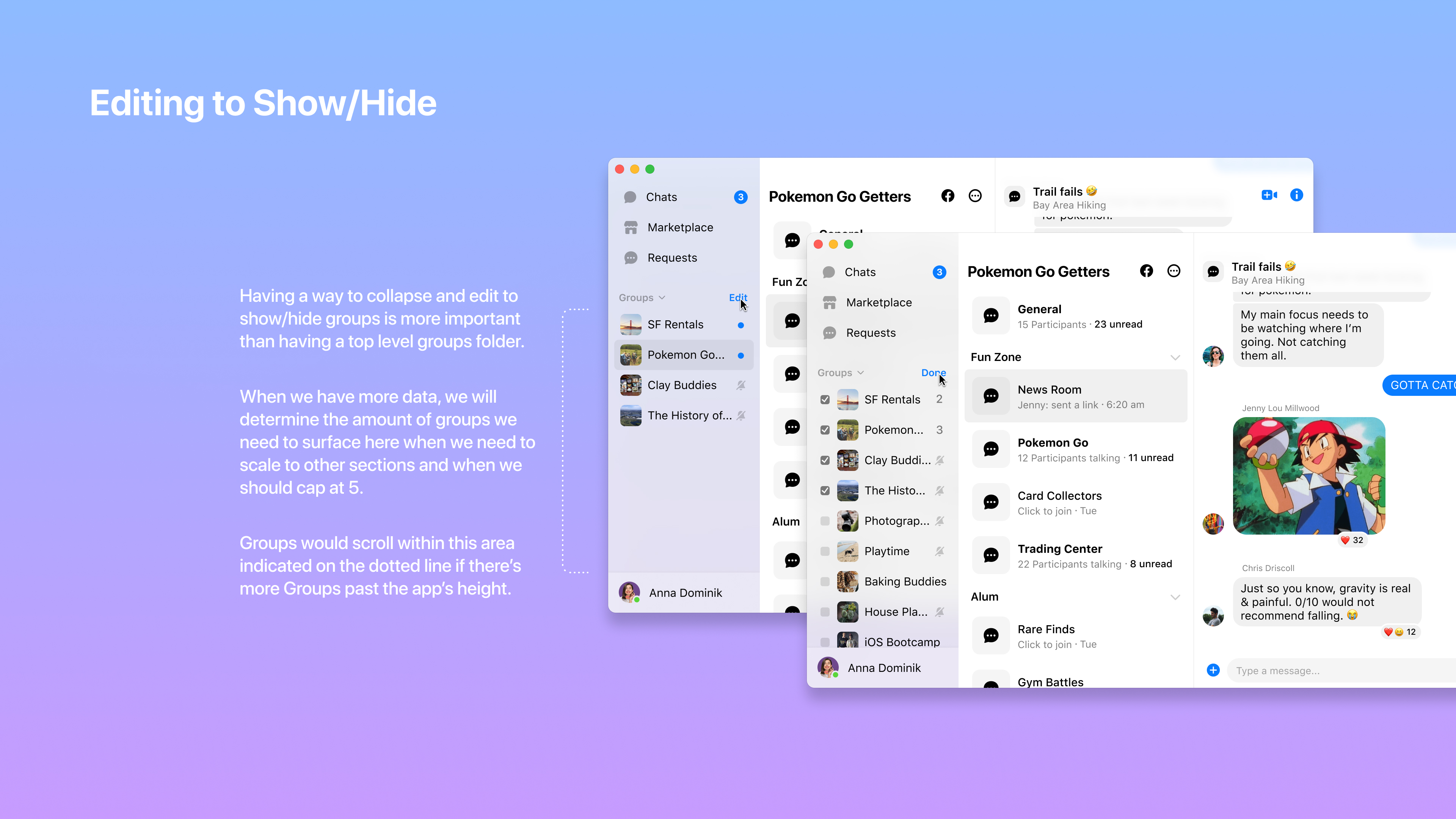 Edit to show and hide