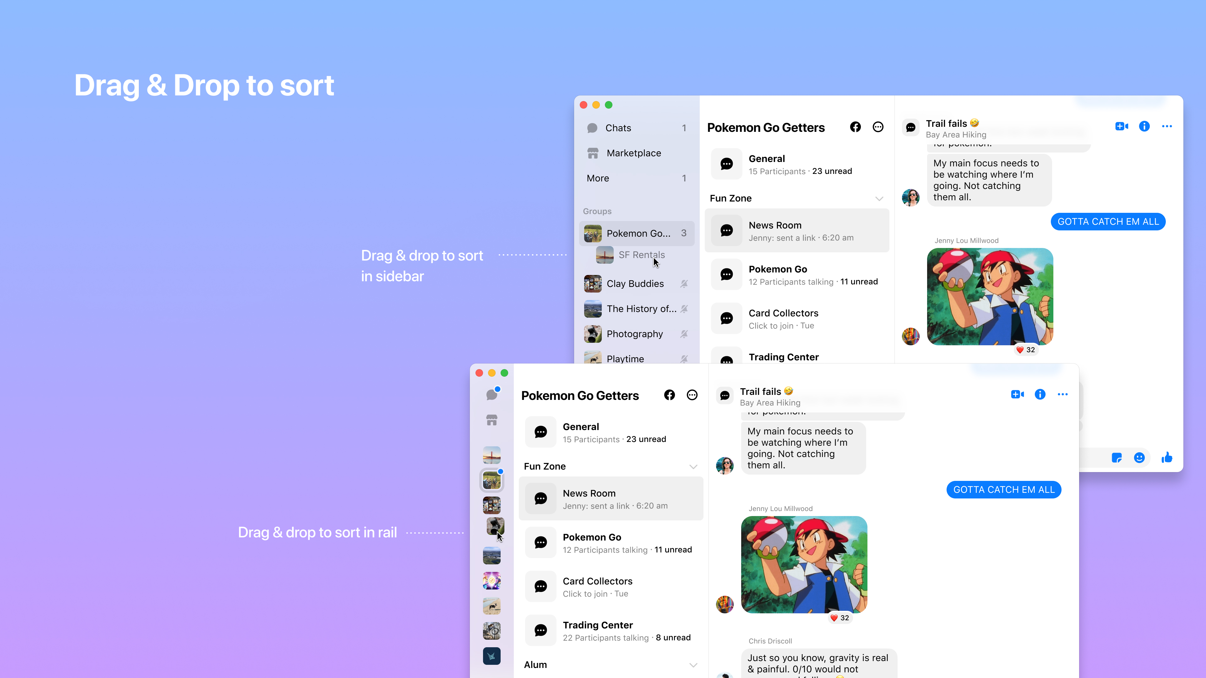 Drag and drop to sort